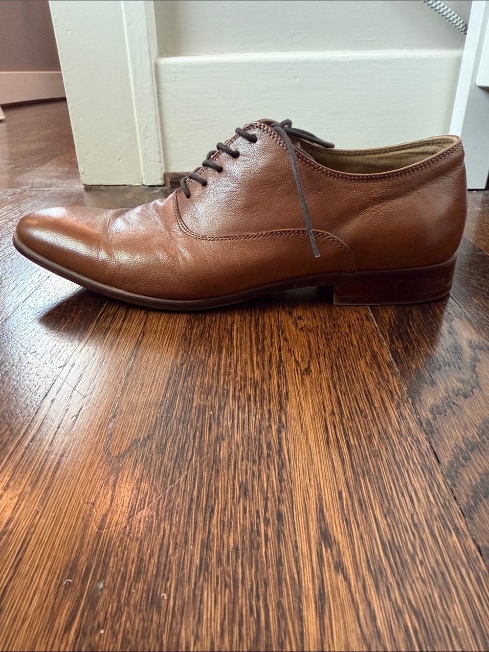 Aldo Men's Cognac Brown Leather Oxfords - Picture 10 of 12